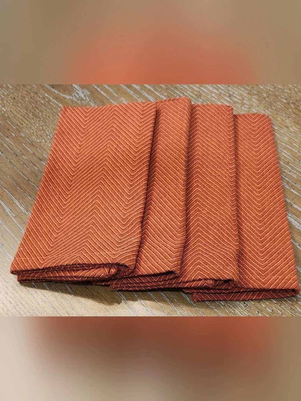 Orange Cloth Napkins Cotton Linen Textured Fall Autumn Thanksgiving Set of 4